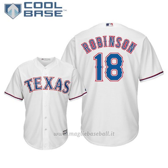 Maglia Baseball Uomo Texas Rangers Drew Robinson Cool Base Majestic 1ªBianco